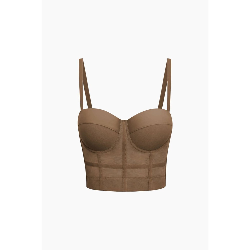 Bustier Top Mesh Underwire Bra Light Brown NWT size 4
